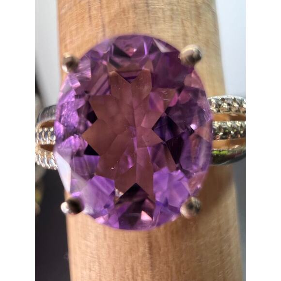 Amethyst sterling silver ring size 9 - Picture 2 of 11